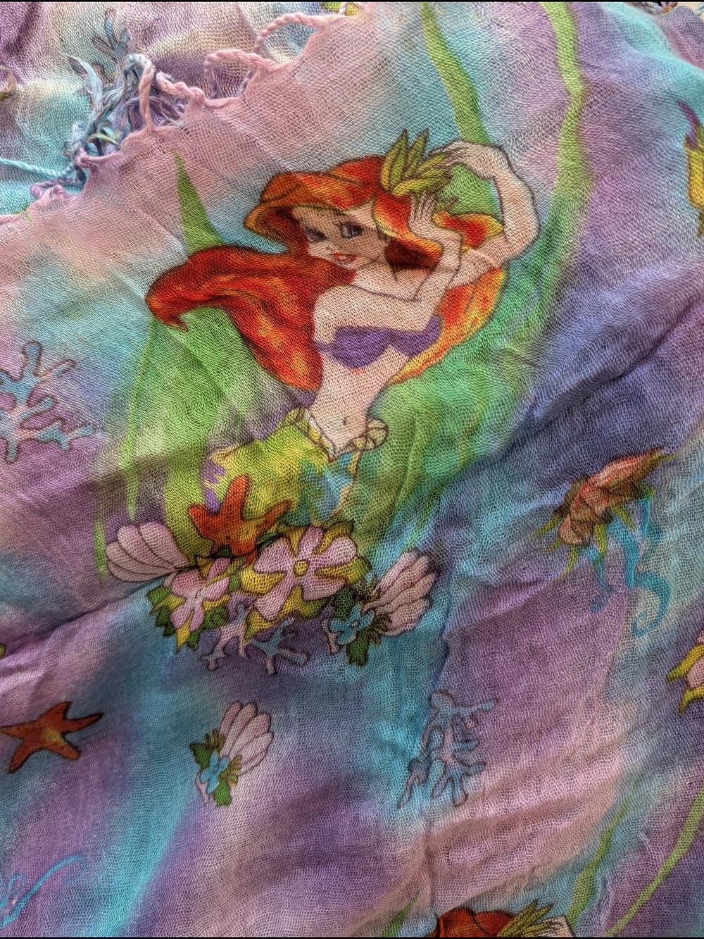 Disney Ariel Tie-Dye Scarf in Purple, Green, Red, Blue